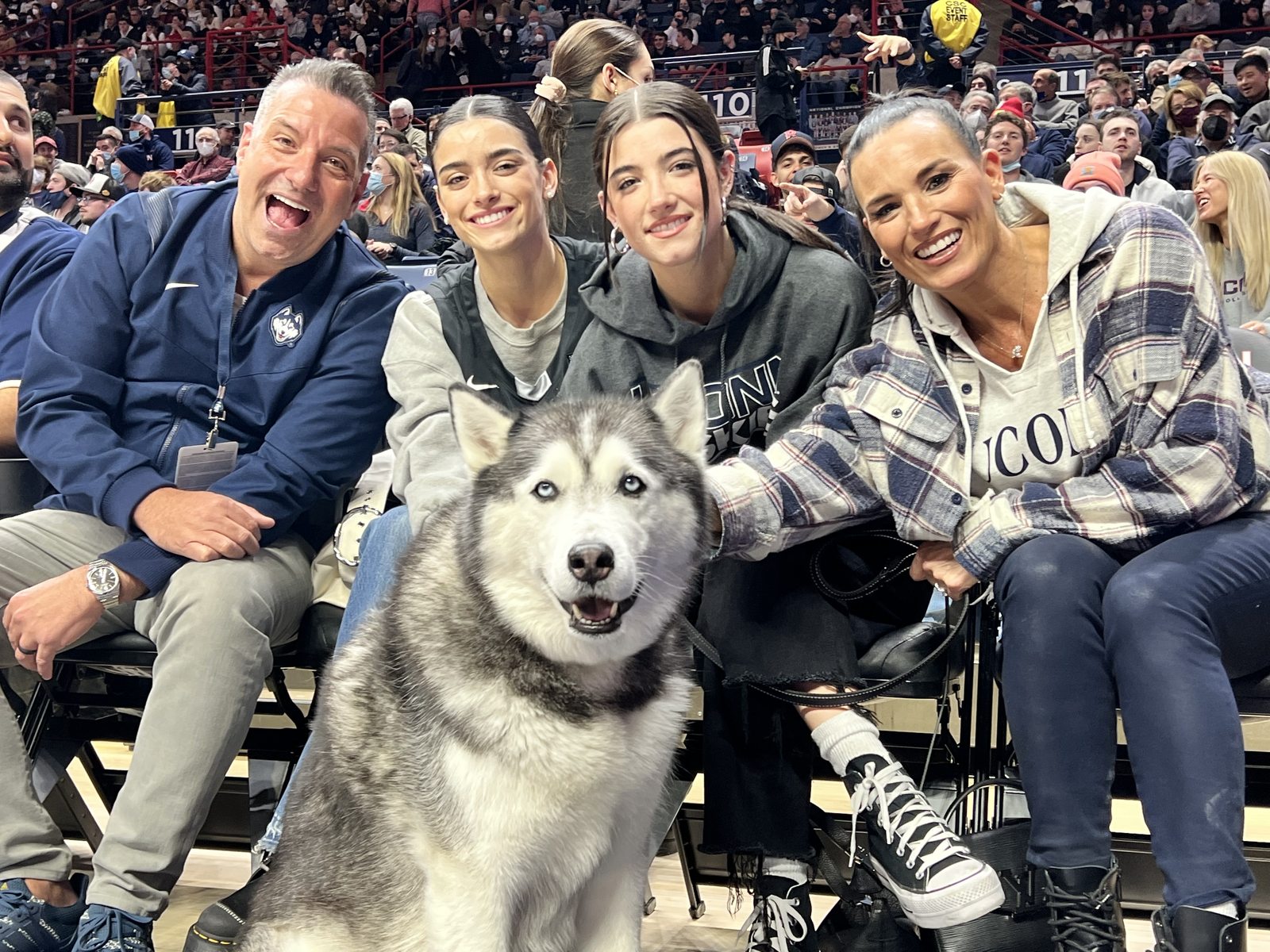 The family at Gampel with Jonathan the husky